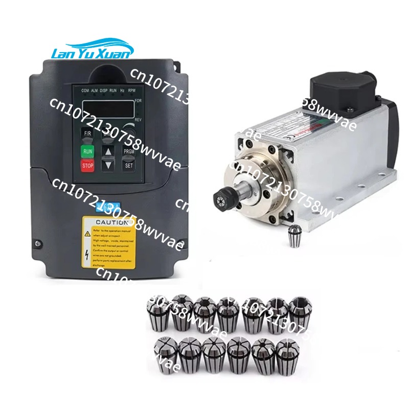 Air Cooled 1.5Kw Spindle Motor Inverter 110V - 1.5KW 110V CNC Luchtgekoelde Spindelkit Vierkante