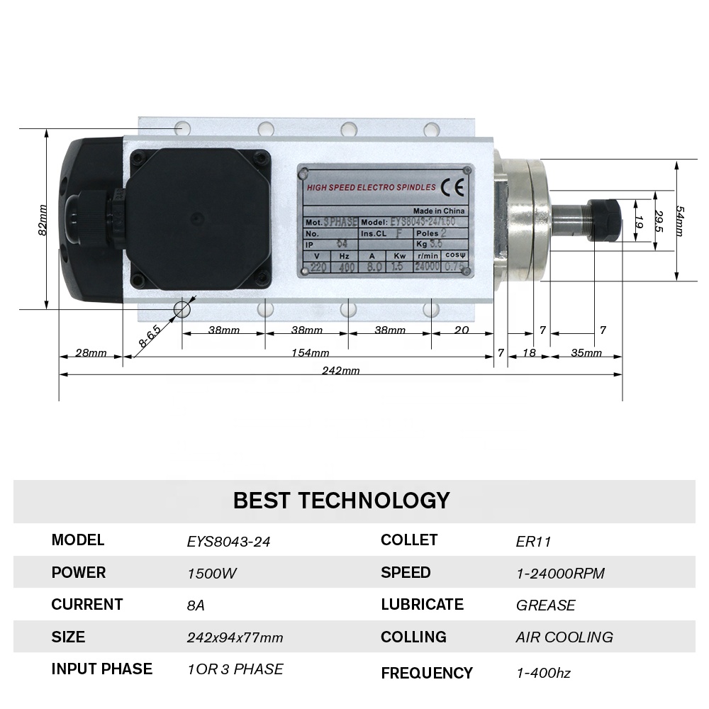 1.5kw Flash luchtgekoelde Spin - Air Cooled 1.5Kw Spindle Motor Inverter 110V recensie en prijs